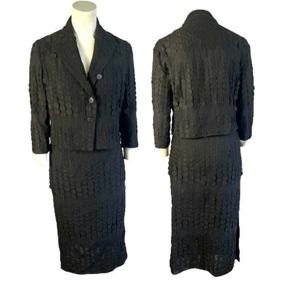 AKRIS PUNTO BLACK 2 PCS SKIRT SET SKIRT FULLY LINED WOMEN SIZE 6 - Picture 1 of 13